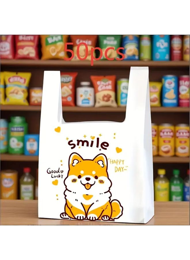 Shiba Inu Cartoon Plastic Bags 50pcs 9 45x14 96 Inch Durable Multi Purpose Gift Bags - Image 1